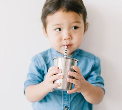 stainless steel cup with ergonomic design for toddlers and pre-school aged children