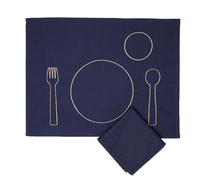 100% pre-shrunk cotton placemat with embroidery for toddlers, front side, with napkin